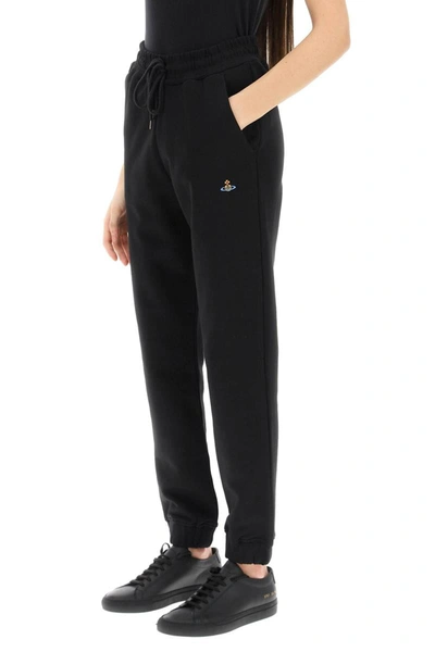 Shop Vivienne Westwood Orb Logo Organic Cotton Sweatpants In Black