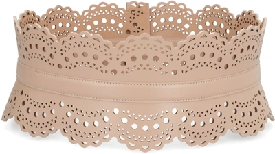 Shop Alaïa Leather Bustier Belt In Pink