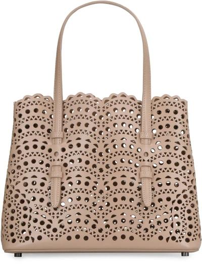 Shop Alaïa Mina Leather Tote In Pink