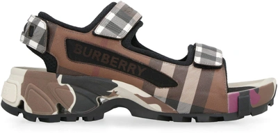 Shop Burberry Arthur Flat Sandals In Brown