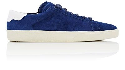 Saint Laurent Signature Court Classic Sl/06 Sneaker In Ocean Blue Suede And Off White Leather