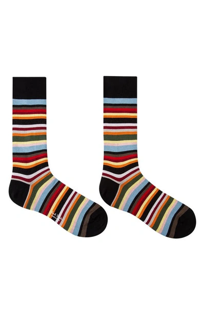 Paul Smith Men Sock Twxture Stripe In Orange Multi
