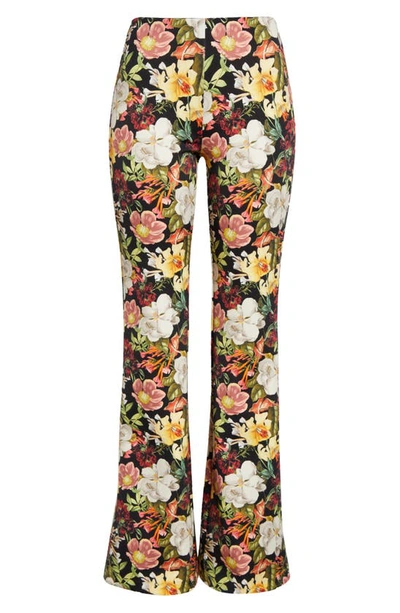 Shop Alice And Olivia Brynlee Floral Bootcut Pants In Juniper Floral Black