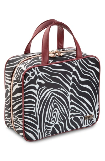 Shop Stephanie Johnson Large Sahara Zebra Martha Briefcase Cosmetics Bag In Black/ White