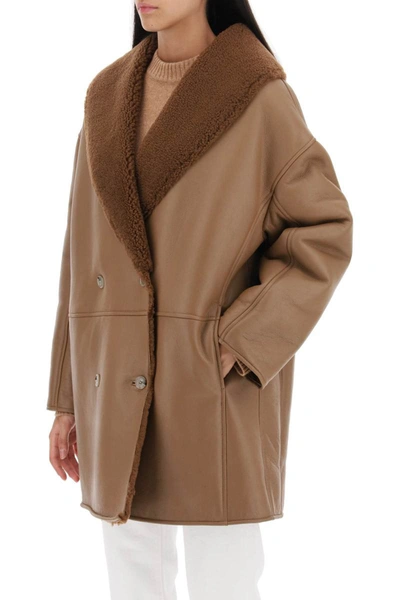 Shop Loulou Studio Namo Midi Shearling Jacket In Brown