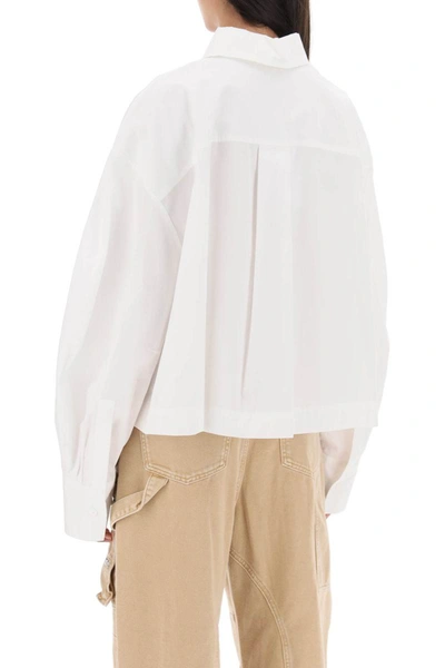 Shop Attico The  'jill' Cropped Boxy Shirt In White
