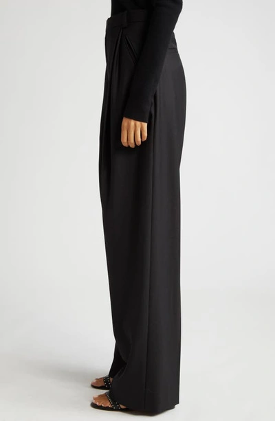 Shop Victoria Beckham High Waist Pleated Wide Leg Trousers In Black