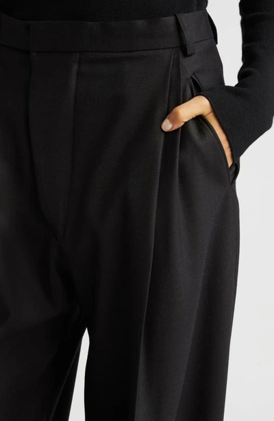 Shop Victoria Beckham High Waist Pleated Wide Leg Trousers In Black