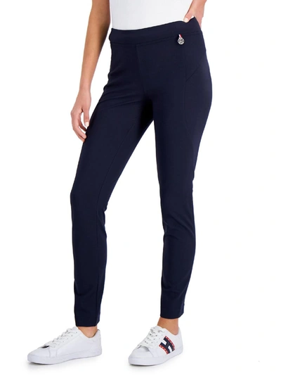 Shop Tommy Hilfiger Womens Ponte Pull On Straight Leg Pants In Black