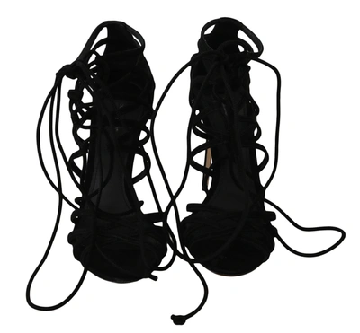 Shop Dolce & Gabbana Suede Strap Stilettos Women's Sandals In Black