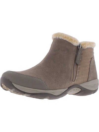 Shop Easy Spirit Elinot Womens Suede Slip On Ankle Boots In Brown