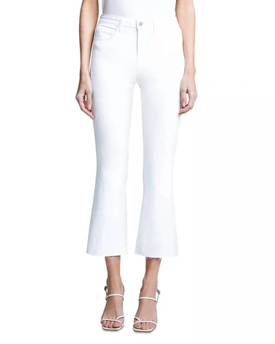 Shop L Agence Kendra Crop Flare Jean In Blanc In White