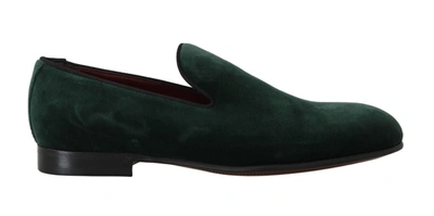 Shop Dolce & Gabbana Suede Leather Slippers Women's Loafers In Green