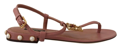 Shop Dolce & Gabbana Dg Amore Logo Leather Sandals Women's Shoes In Pink