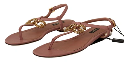 Shop Dolce & Gabbana Dg Amore Logo Leather Sandals Women's Shoes In Pink