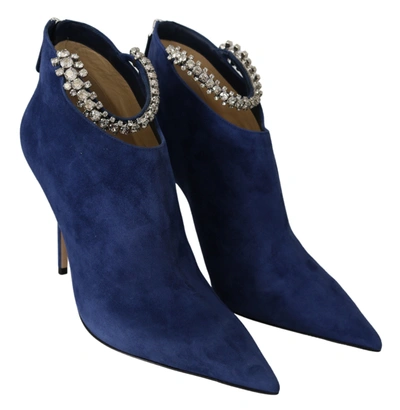 Shop Jimmy Choo Pop Leather Blaize 100 Boots Women's Shoes In Blue