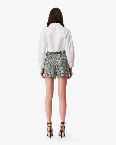 Shop Iro Abrami Belted Tweed Shorts In Green Multi