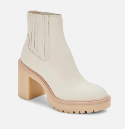 Shop Dolce Vita Caster Booties In Ivory Leather In Multi