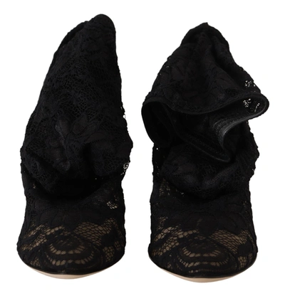 Shop Dolce & Gabbana Stretch Socks Taormina Lace Women's Boots In Black