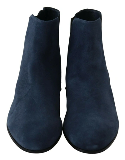 Shop Dolce & Gabbana Suede Embellished Studded Boots Women's Shoes In Blue