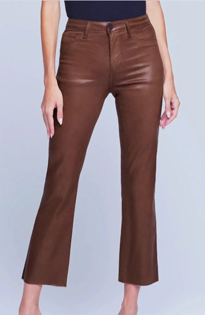 L Agence Kendra Crop Flare Jean In Nubuck Coated In Multi
