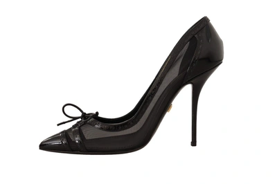 Shop Dolce & Gabbana Mesh Leather Pointed Heels Pumps Women's Shoes In Black