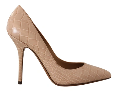 Shop Dolce & Gabbana Leather Bellucci Heels Pumps Women's Shoes In Beige