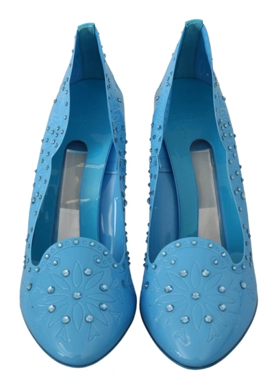 Shop Dolce & Gabbana Crystal Floral Cinderella Heels Women's Shoes In Blue