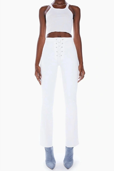Shop Mother The Lace Up High Waisted Weekender- Totally Innocent In White