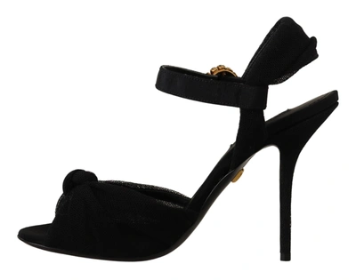 Shop Dolce & Gabbana Tulle Stretch Ankle Buckle Strap Women's Shoes In Black
