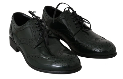 Shop Dolce & Gabbana Leather Broque Oxford Wingtip Women's Shoes In Green