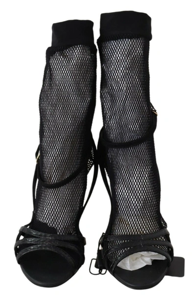 Shop Dolce & Gabbana Suede Short Boots Sandals Women's Shoes In Black