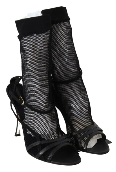 Shop Dolce & Gabbana Suede Short Boots Sandals Women's Shoes In Black