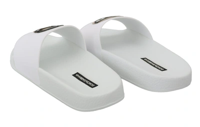 Shop Dolce & Gabbana Leather #dgfamily Slides Shoes Women's Sandals In White