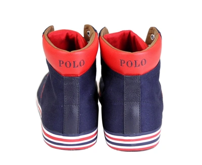 Shop Polo Ralph Lauren Men's Harvey Canvas High Top Sneaker With Logo In Multi