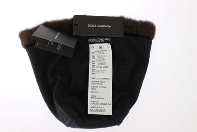 Shop Dolce & Gabbana Weasel Fur Womens Cashmere Hat Beanie In Brown