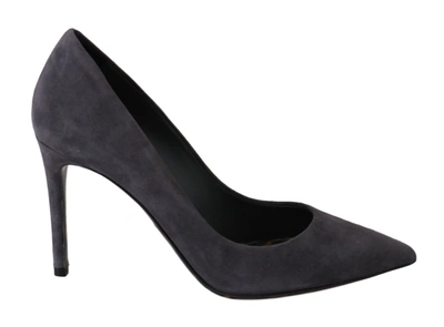 Shop Dolce & Gabbana Suede Leather Stiletto Shoes Women's Heels In Grey