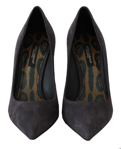 Shop Dolce & Gabbana Suede Leather Stiletto Shoes Women's Heels In Grey