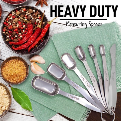 Shop Zulay Kitchen Stainless Steel Measuring Spoons Set With Etched Markings & Slim Narrow Design Fits In Spice Jars In Silver