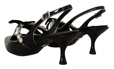 Shop Dolce & Gabbana Patent Leather Crystal Slingbacks Women's Shoes In Black