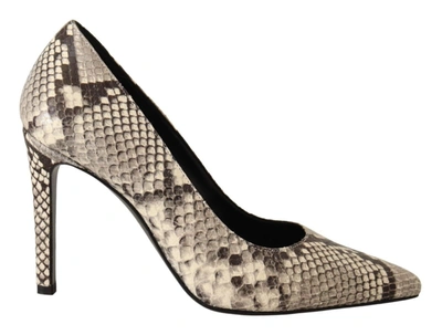Shop Sofia Snake Skin Leather Stiletto High Heels Pumps Women's Shoes In Grey