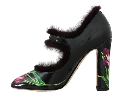 Shop Dolce & Gabbana Leather  Tulip Mink Fur Women's Pumps In Black