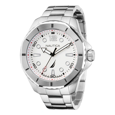 Shop Nautica Mens Koh May Bay Stainless Steel 3-hand Watch In Silver