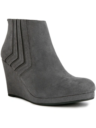 Shop Sugar Jayla Womens Faux Suede Wedges Ankle Boots In Grey
