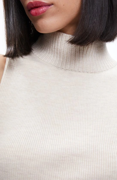 Shop Alice And Olivia Darcey Sleeveless Turtleneck Rib Top In Almond Heather