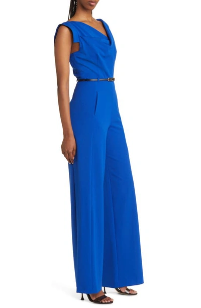 Black Halo Wide Leg Jumpsuit In Cobalt