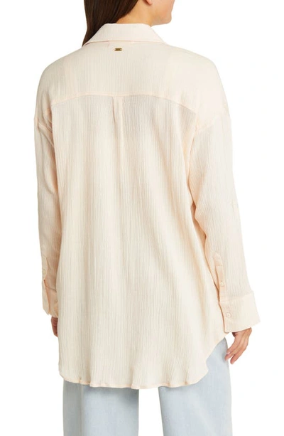 Rip Curl Premium Linen Button-up Blouse In Light Peach