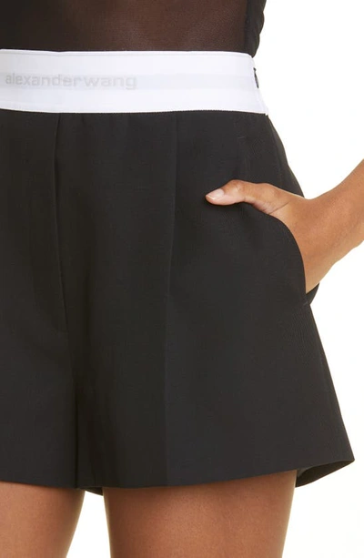 Shop Alexander Wang High Waist Pleated Wool Shorts In 001 Black