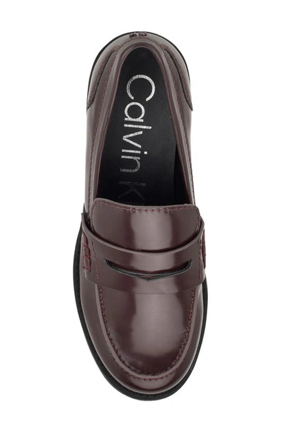 Shop Calvin Klein Farrel Penny Loafer In Dark Red