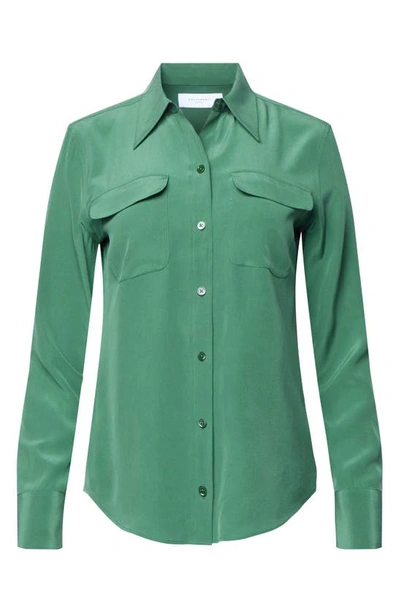 Shop Equipment Signature Slim Fit Silk Button-up Shirt In Eden